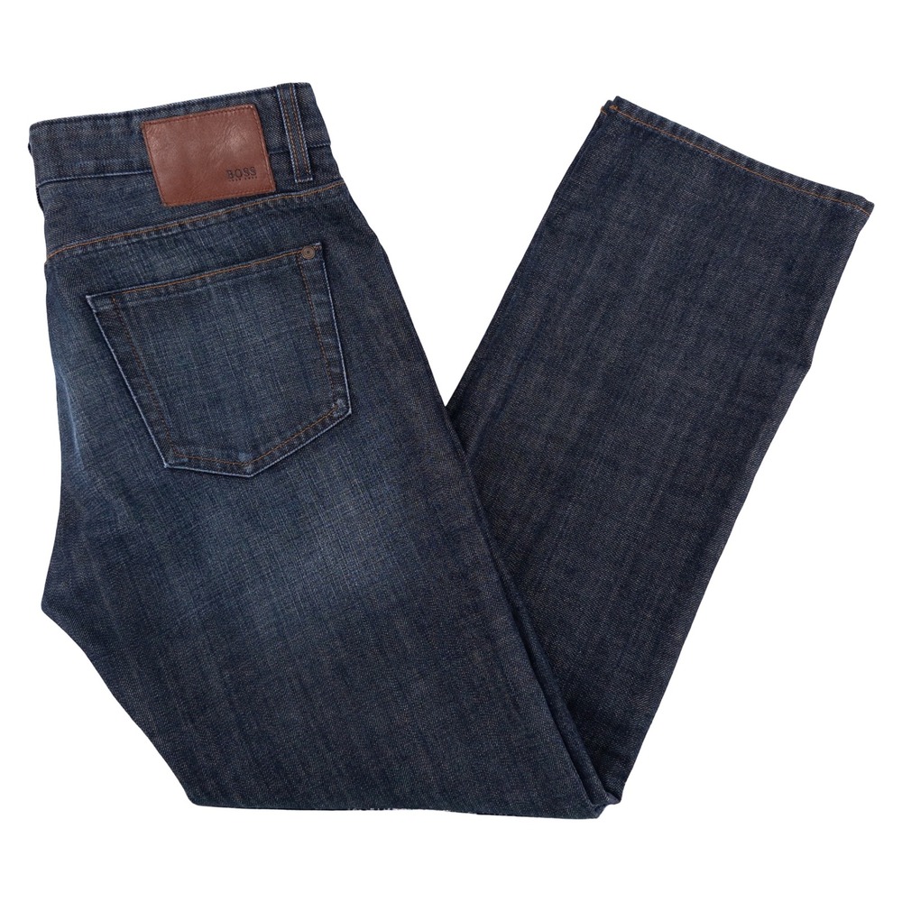 Hugo Boss Mens 34x32 Kansas Jeans Regular Fit Dark Wash Denim Designer Luxe